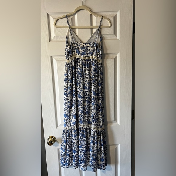 CeCe Summer dress spaghetti straps blue and white midi size 00 floral beach midi - Picture 12 of 15